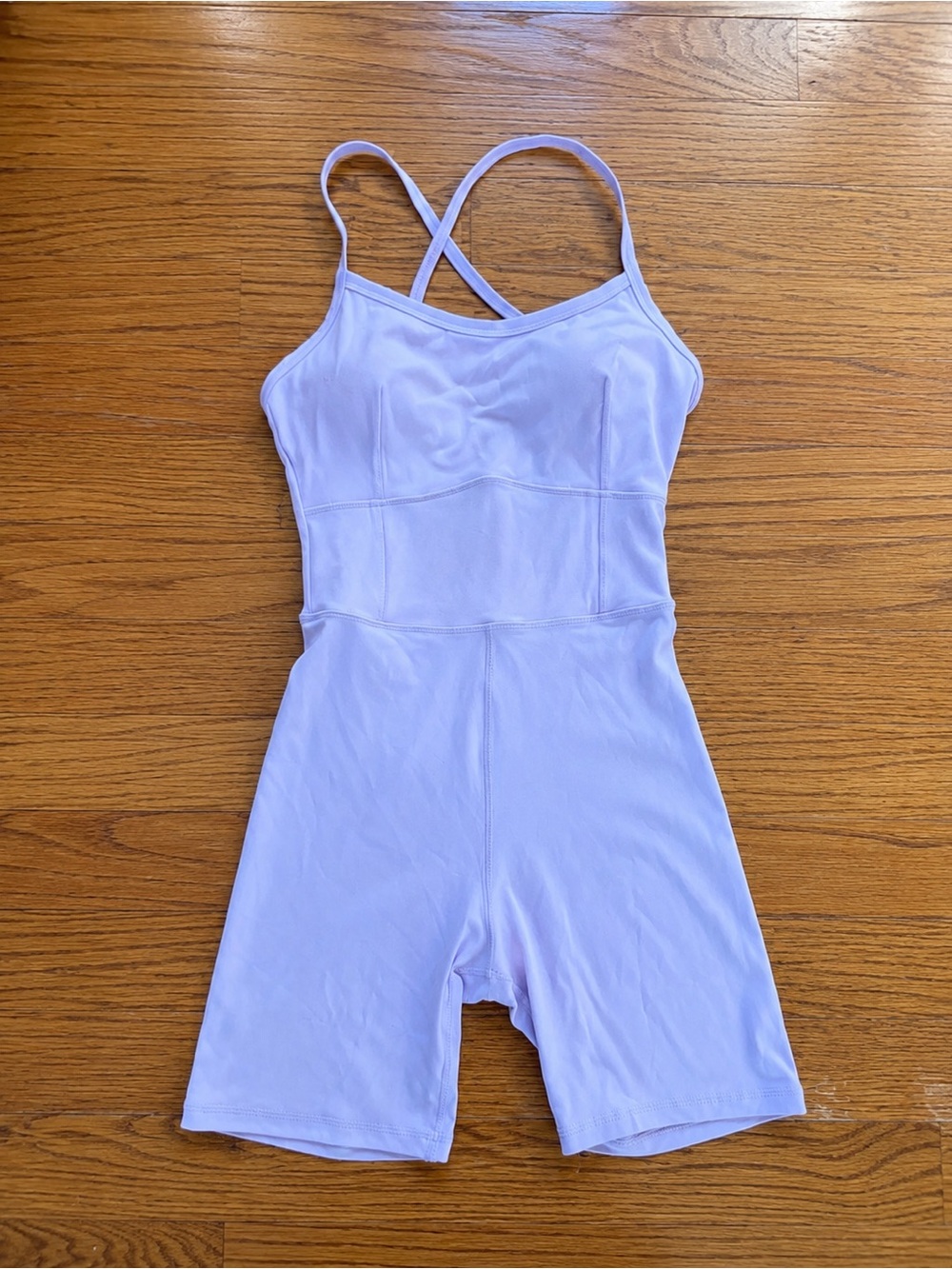 Garage Active Lavender Athletic Biker Romper Built-In Bra Removable Cups XS/S